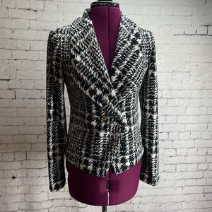 Anne Klein size small black and white plaid tweed print blazer